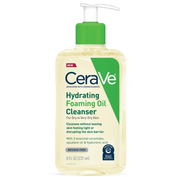 CeraVe Hydrating Foaming Oil Facial Cleanser, Dry Skin Face Wash